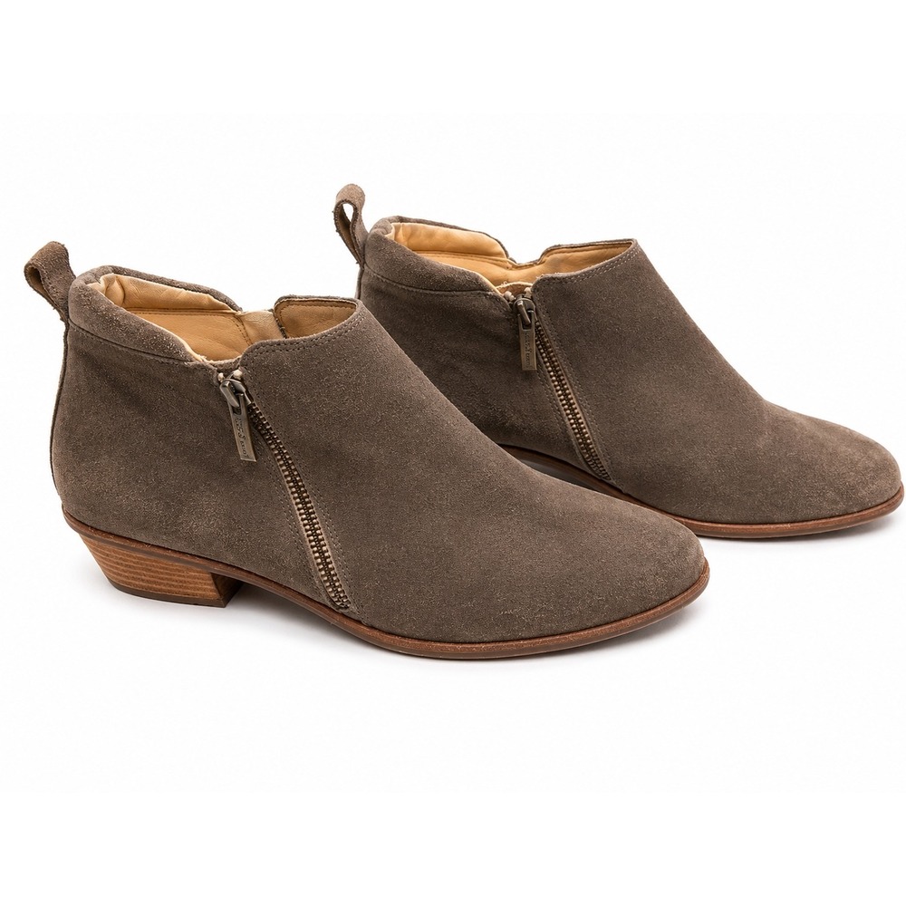Paul Green Brown Suede Ankle Booties Side Zip Low Heel Women's Size 7